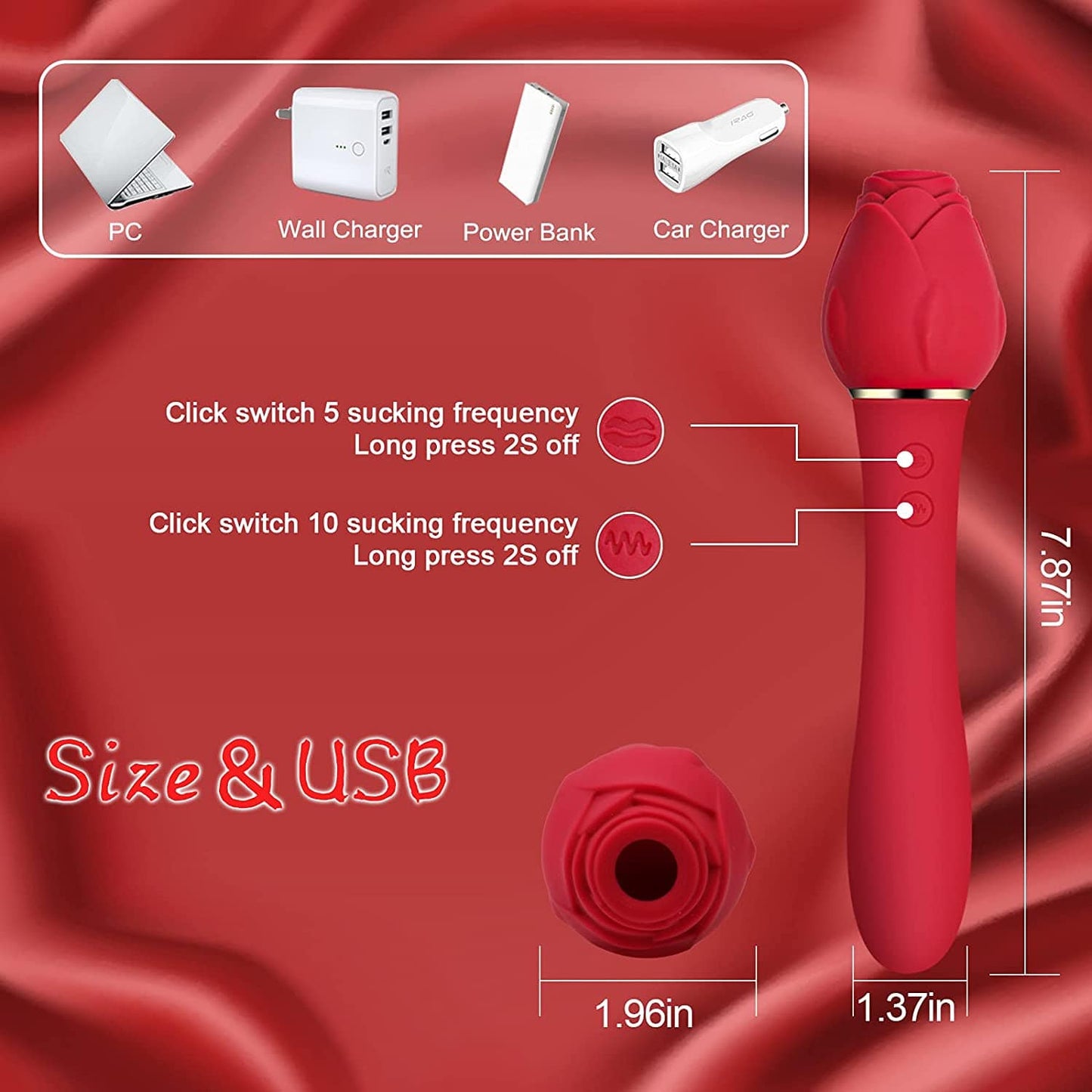 Rose Sucking G Spot Vibrator Clit Sucker Nipple Toy