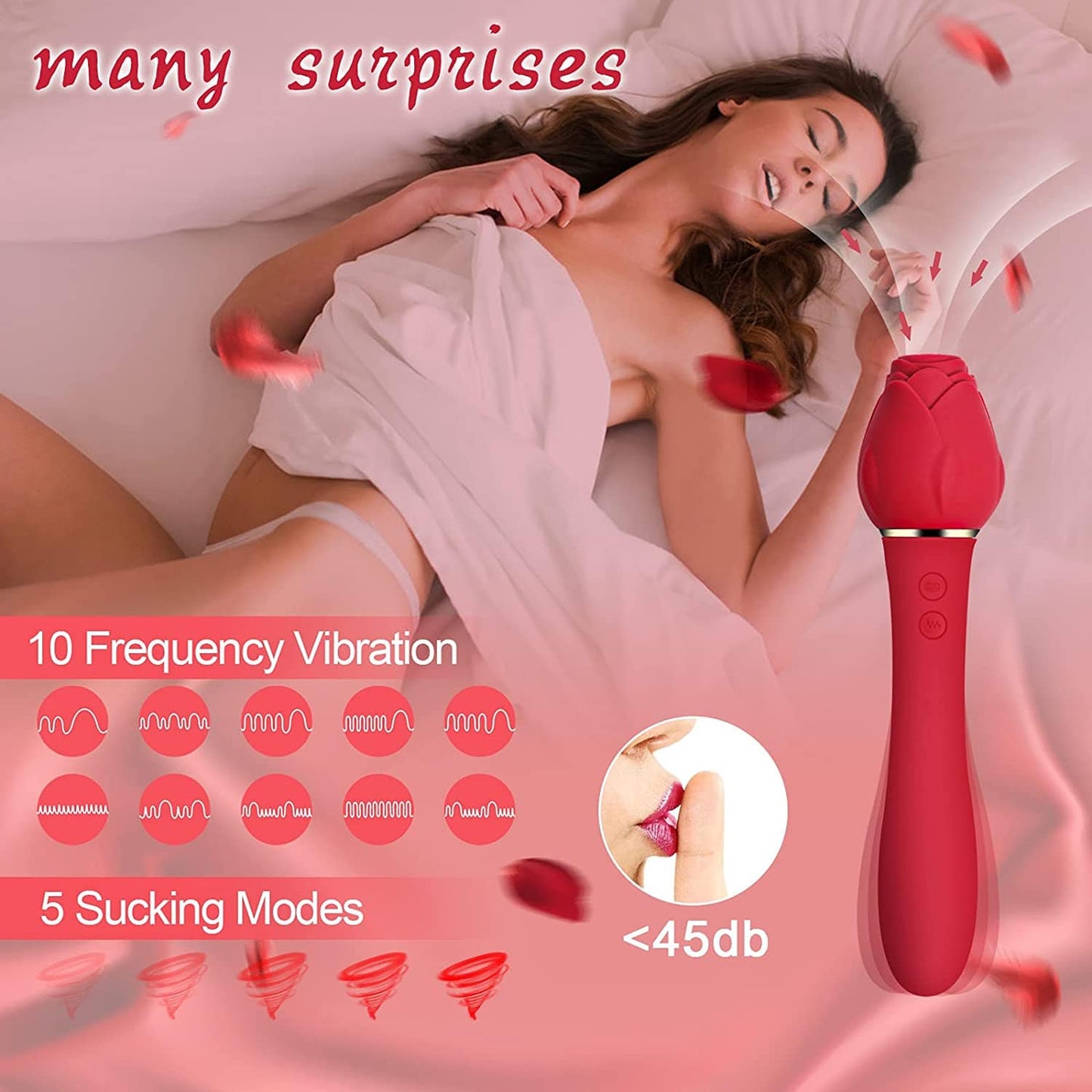 Rose Sucking G Spot Vibrator Clit Sucker Nipple Toy